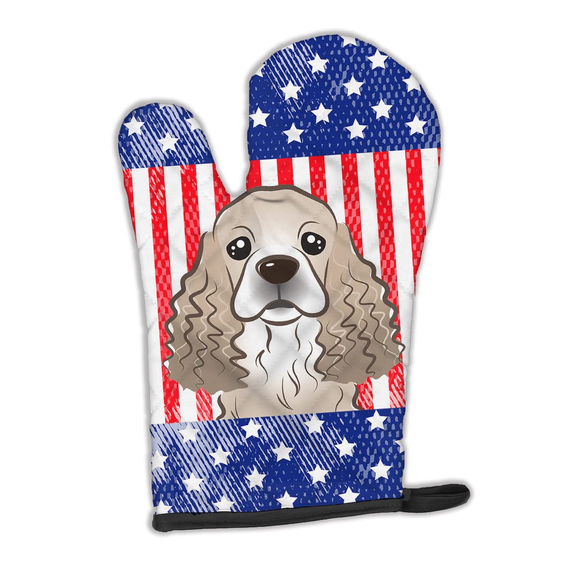 Caroline's Treasures BB2146OVMT American Flag and Cocker Spaniel Oven Mitt Heat Resistant Thick Oven Mitt for Hot Pans and Oven, Kitchen Mitt Protect Hands, Cooking Baking Glove