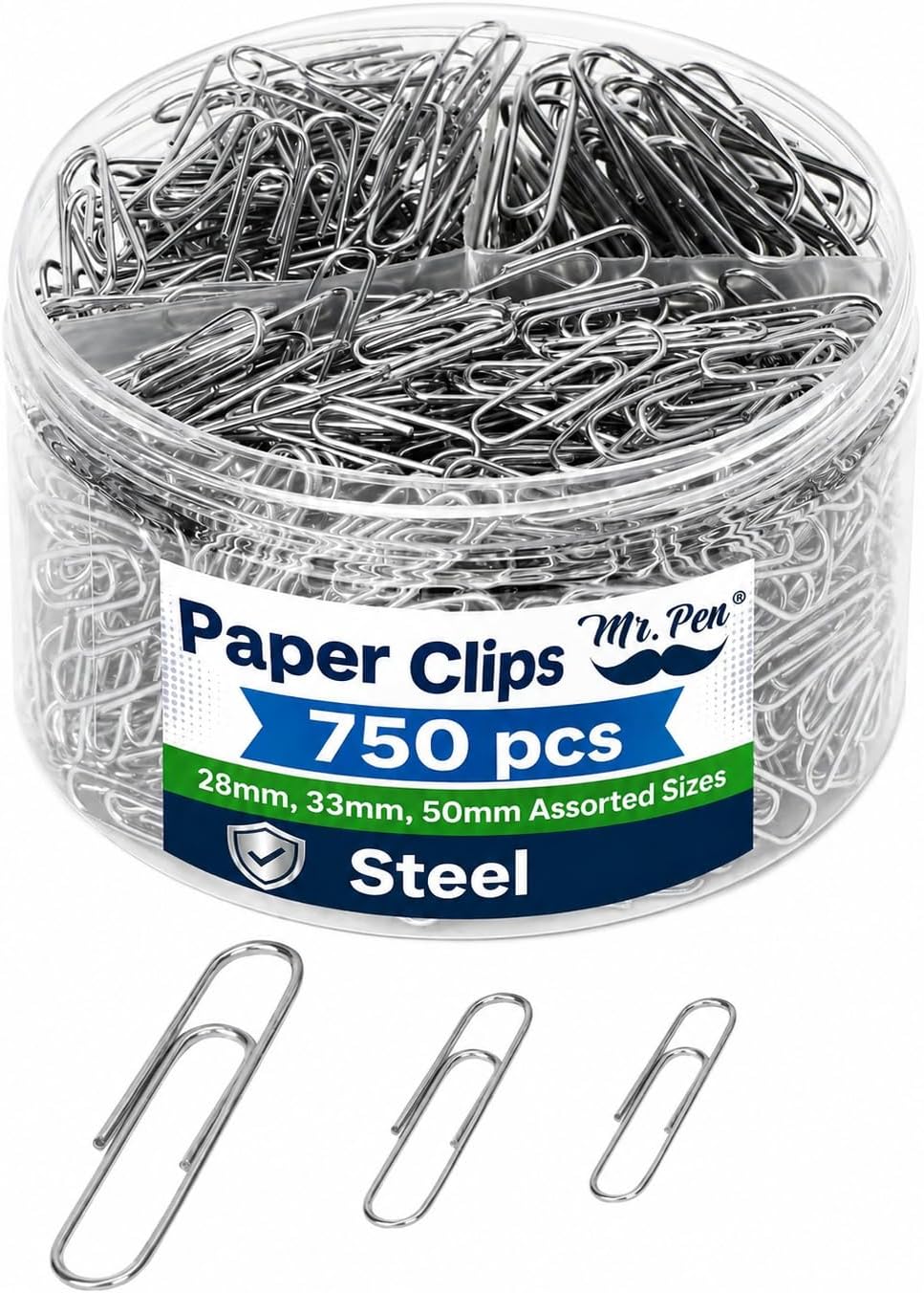Mr. Pen- Silver Paper Clips, 750 pcs, 3 Sizes, Small, Medium and Large