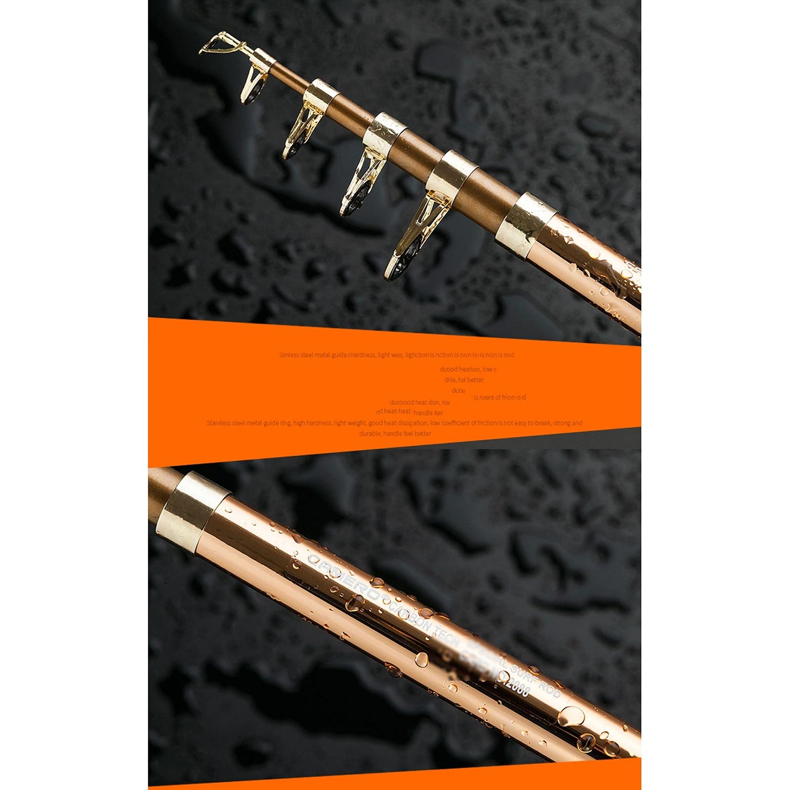 1.8 Mètr Télescopique Canne à Pêche, Fibre de Carbone et Moulinet Combo