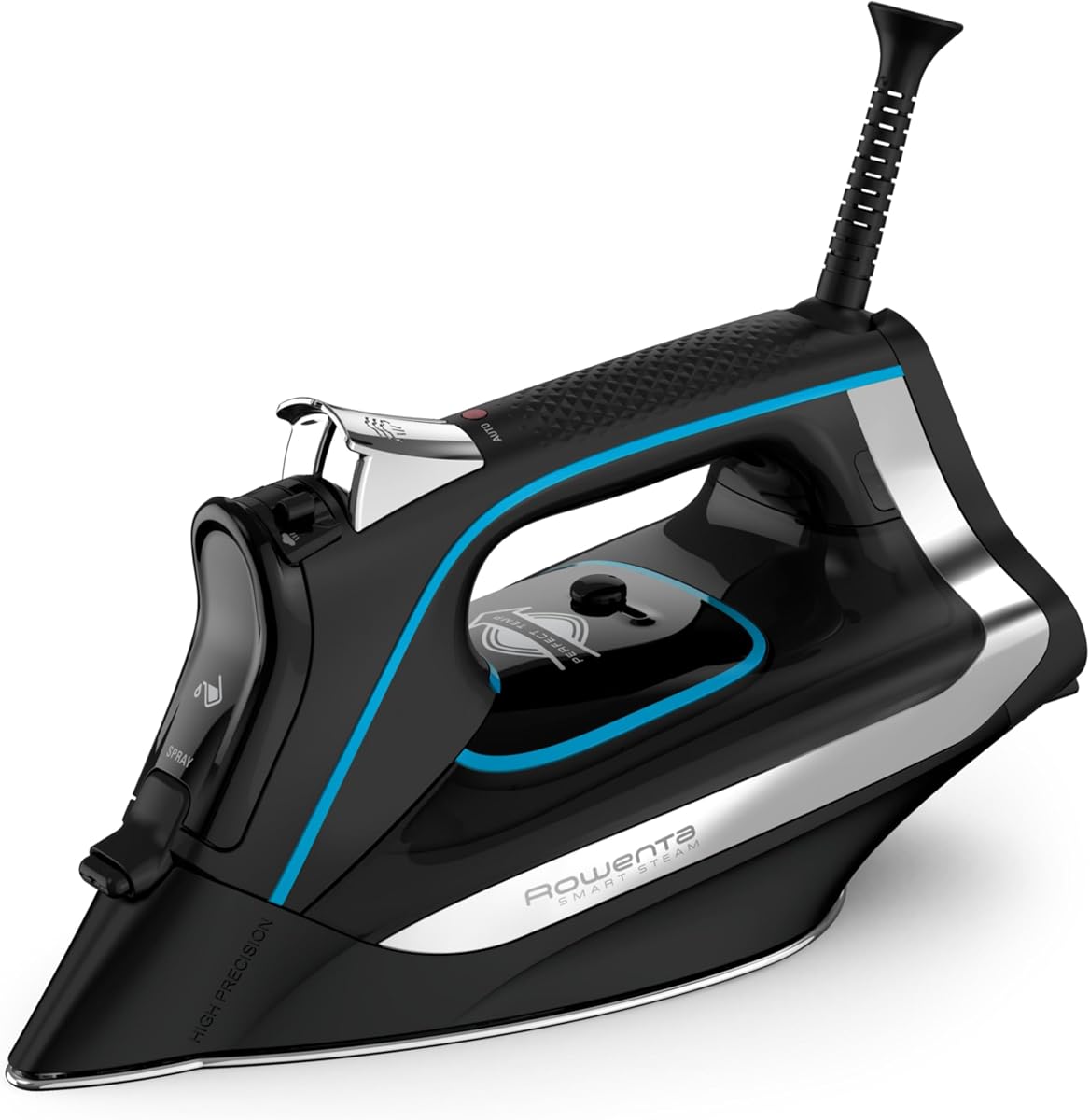 Rowenta, Plancha, Plancha de Vapor Smart Temp con Suela de Acero Inoxidable para Ropa, 380 Orificios de Microvapor, Planchado de 1725 W, Apagado automático, Vaporizador de Telas, Plancha de Ropa Negra, DW3261, Negro