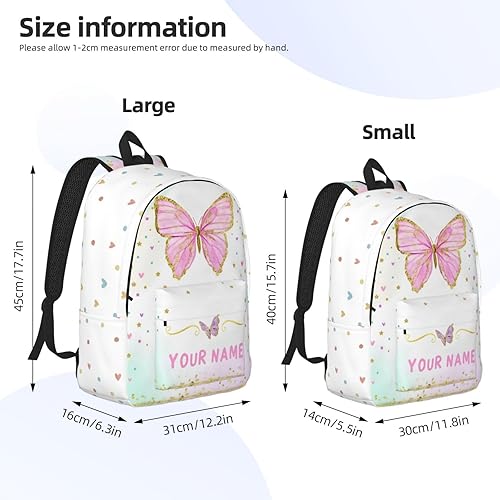 Miniatura 4 de Mochila personalizada para niñas y niños, mochilas personalizadas con nombre para niños, mochila escolar personalizada para viajes, Mariposa,