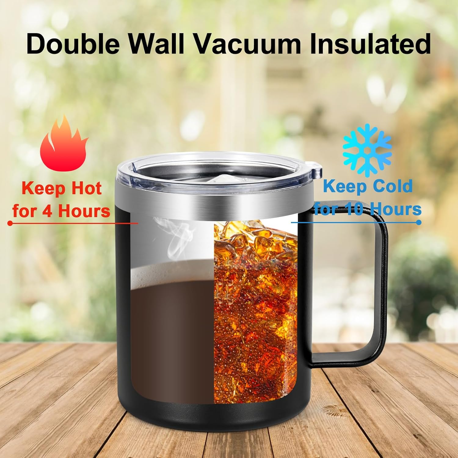 Lifecapido Camping Gifts For Men, King Of The Camper Insulated Coffee Mug 12 oz, Birthday Gift Christmas Gift Camper Gifts for Men Friend Outdoor Camping Lover, Rv Owners, Pinic, Black - Image 2