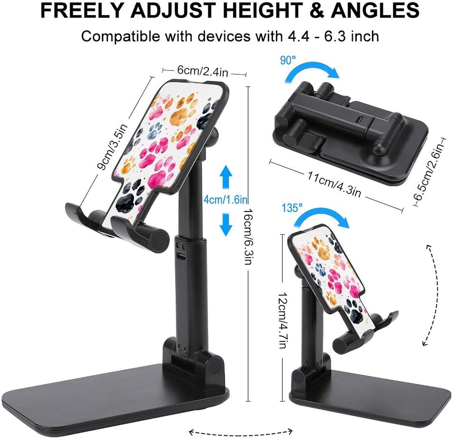 Colorful Dog Paws Folding Cell Phone Stand, Portable Phone Holder image 2