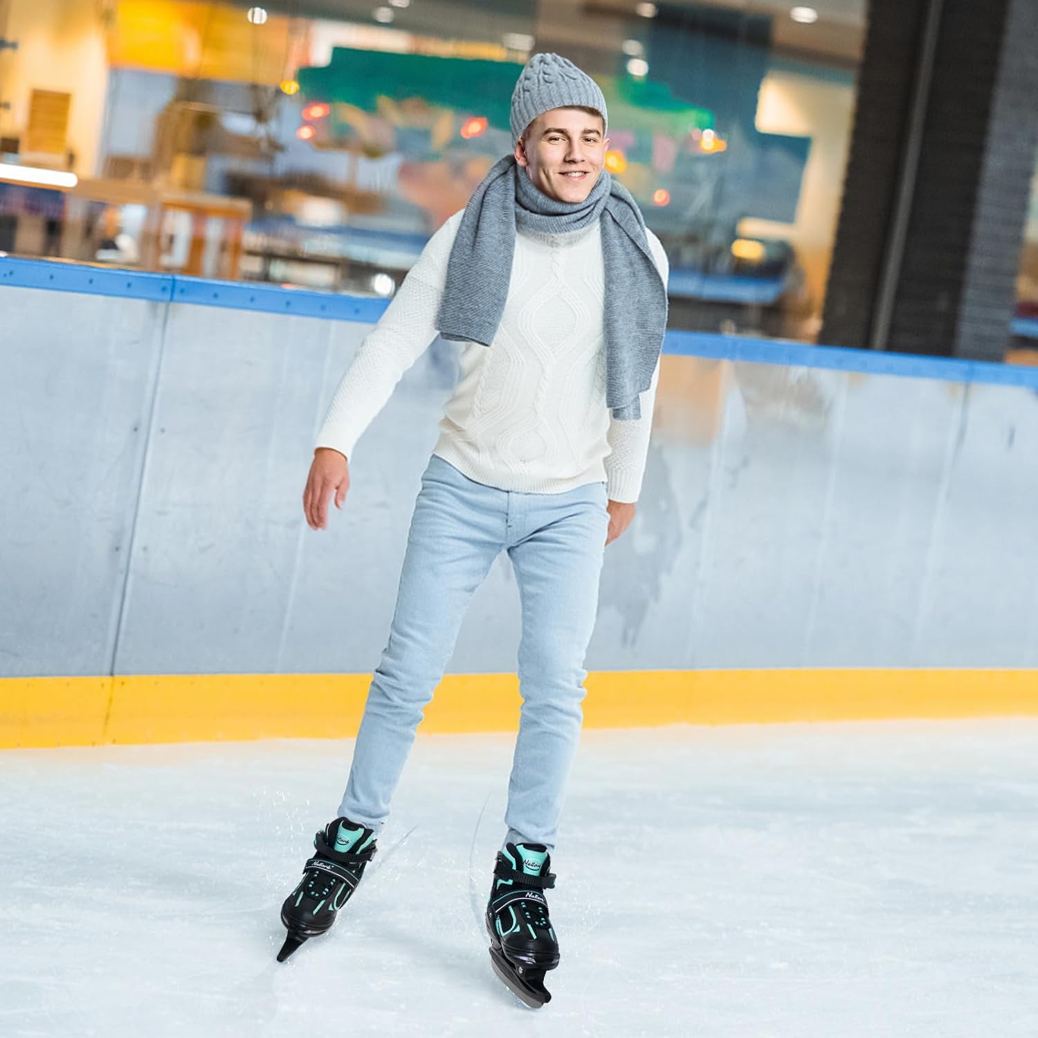 Nattork Ice Skates for Kids, Boys and Girls, Hockey Lace-Up Adjustable Skates Soft Padding and Reinforced Ankle Support for Beginners