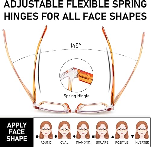 Miniatura 5 de KoKoBin Paquete de 6 lentes de lectura estilo Oprah para mujer, marco cuadrado de gran tamaño, bloqueo de luz azul, cómodos lectores