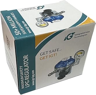 IGT 28Mbar Butane Gas Regulator With Pressure Gauge Fits 21Mm Gas Cylinders