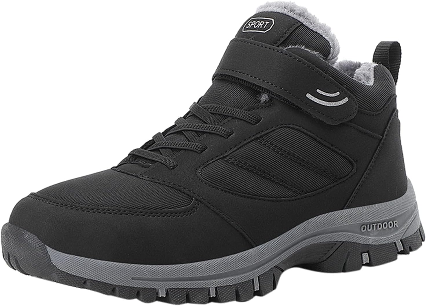 ZDLJYL Men's Snow Boots Outdoor Hiking Boots Warm Villi Boots Anti-Slip Trekking Shoes Waterproof Walking Boots Lightweight Gym Sneakers Buckle Fashion Boots