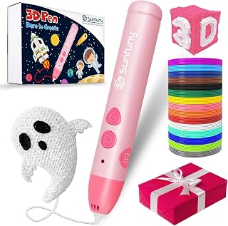 Sunfuny 3D Pen, Rechargeable 3D Printing Pen for Kids with 140ft 15 Color PCL Filament Refill, USB Charging Cordless 3D Printer Pen, Stylo Impression 3D Drawing Pen Crayon Gift for Kids Halloween,Pink