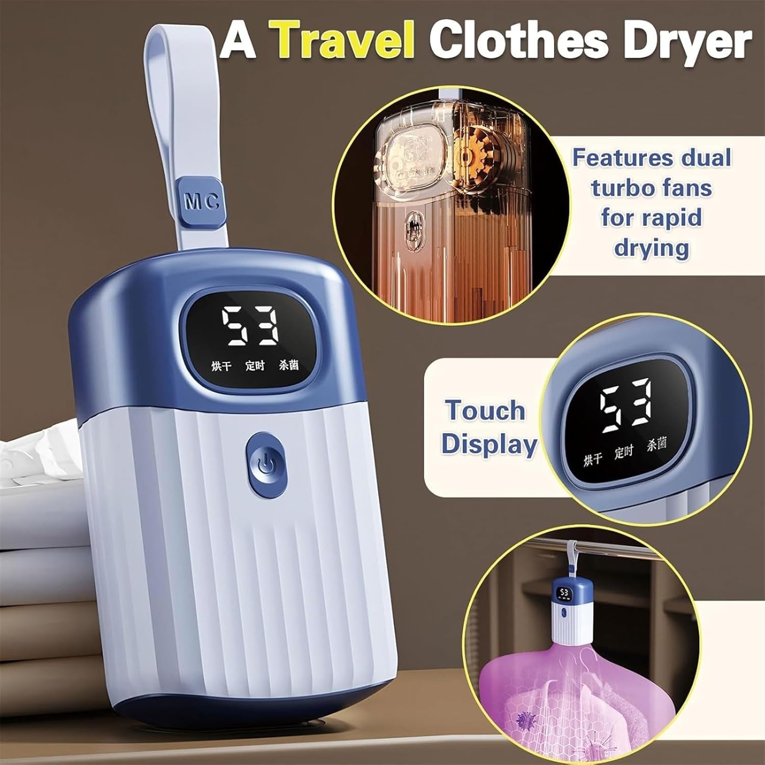 Portable Mini Clothes Dryer | Compact Laundry | Adjustable Timer | Fast Drying | Ideal For Apartments/Travel/Small Spaces | Underwear/Kid/Daily Garments