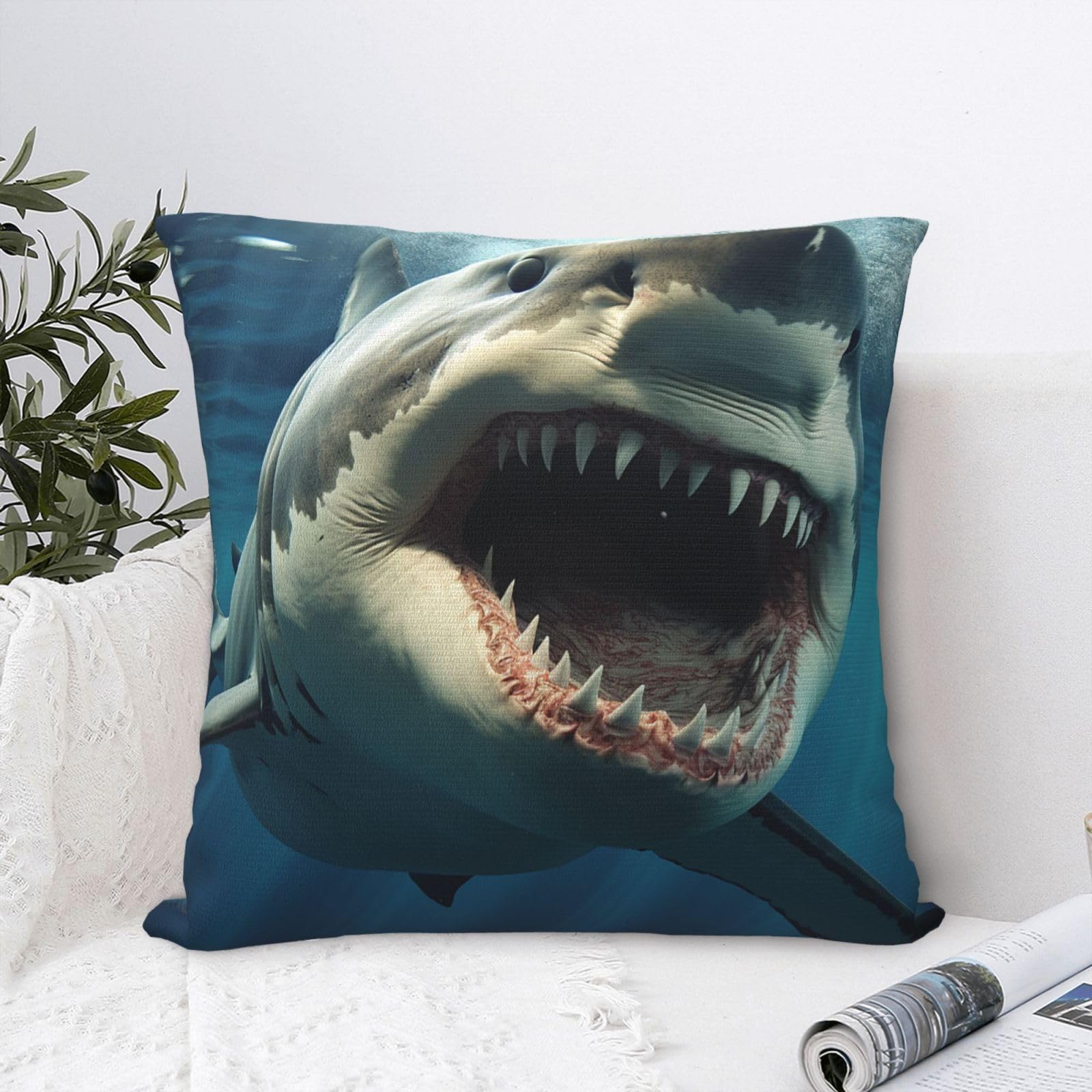FodPand Luxury Velvet Throw Pillow Covers 18"x18" Super Soft Decorative Pillow Cases - Shark Mouth Pillowcases Modern Lumbar Cushion Cases for Couch Sofa Bed Pillow Shams