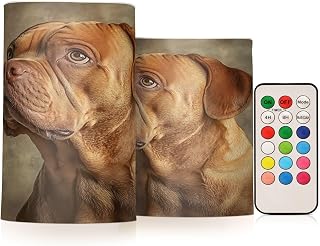 SPRIPORT Dog Tan Flameless Candles for Outdoor Indoor Color Changing LED Candles with Remote Timer Fake Candles for Decoration Gifts Home Wedding Halloween Christmas