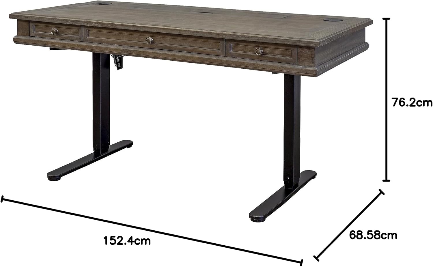 Martin Furniture Carson Wood Electronic Sit/Stand Desk Weathered Dove Gray