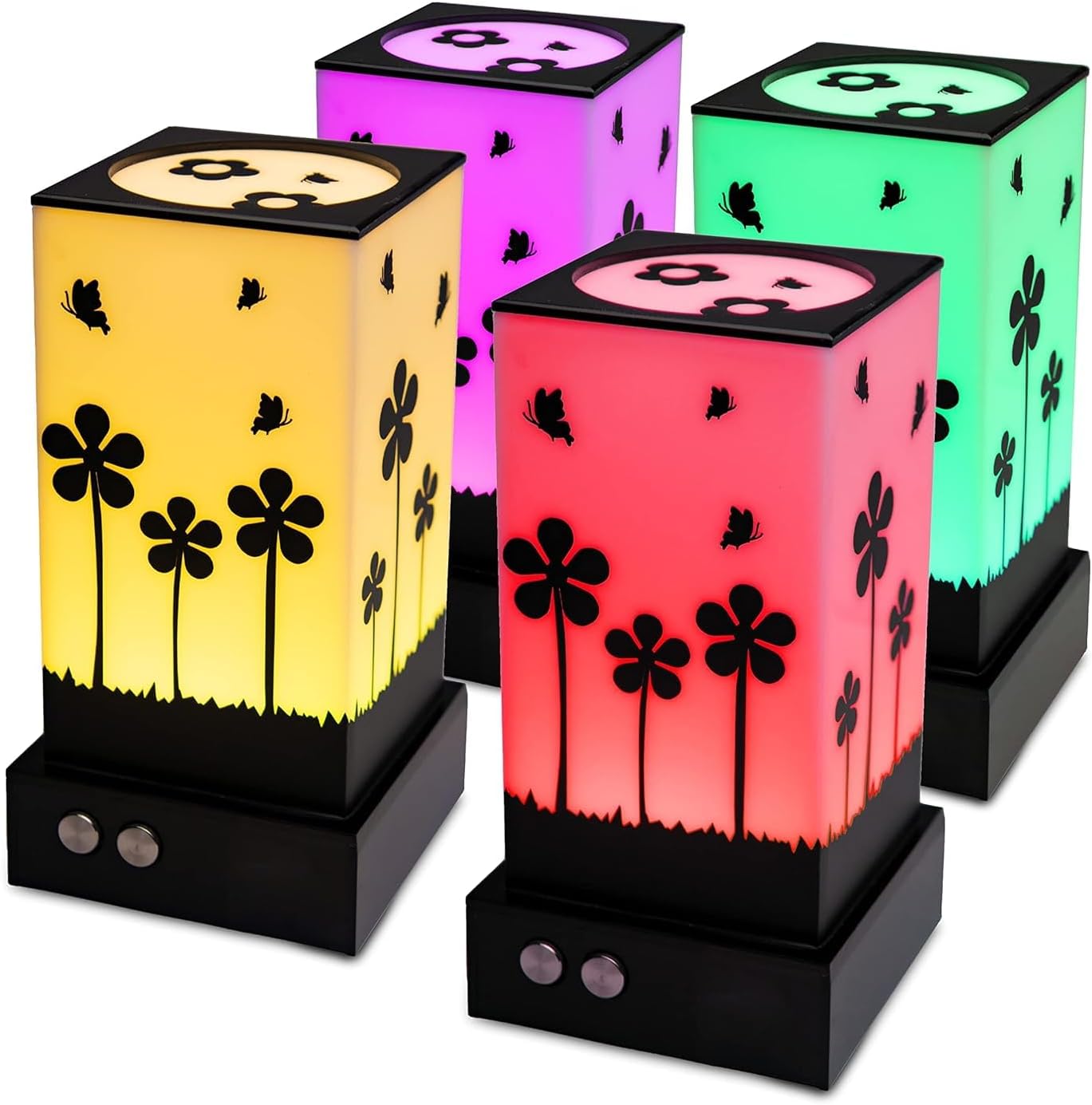 ZOCI VOCI Telepathy® Flora – Long Distance Friendship Lamp® | Stay Connected Wi-Fi Lights | Talk with colors with loved ones staying apart | Unique Gifts for Long Distance Relationship (Set of 4)