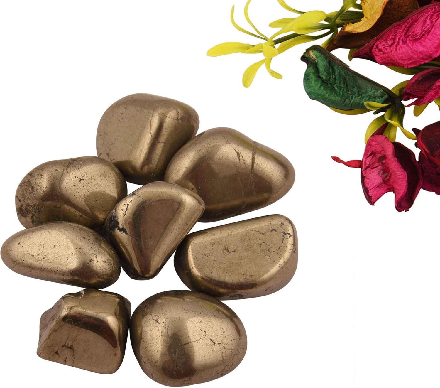 1/2(Half) Bulk Natural Golden Pyrite Tumbled Stones Polished Crystals