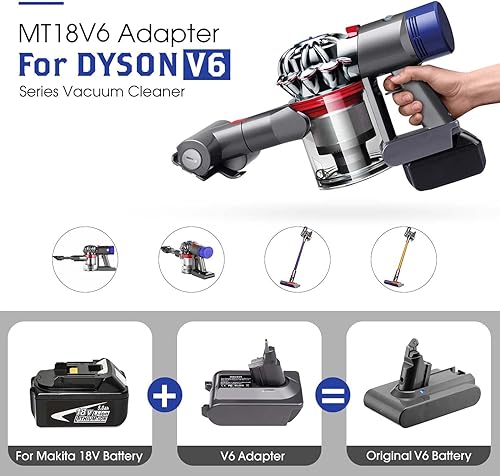 Miniatura 2 de BTRUI Adaptador de batería para Dyson V6 para Makita 18V Batería a V6 AbsolutoMotoheadAnimal+FluffyDC58 DC59 DC61 DC62 SV04 SV09 Convertidor de