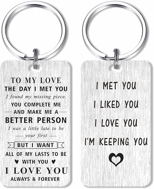 MOQIYXL Valentines Day Keychain Gifts for Men, I Love You Keyrings for Husband Boyfriend Fiance, Anniversary Keyring Gifts for Him