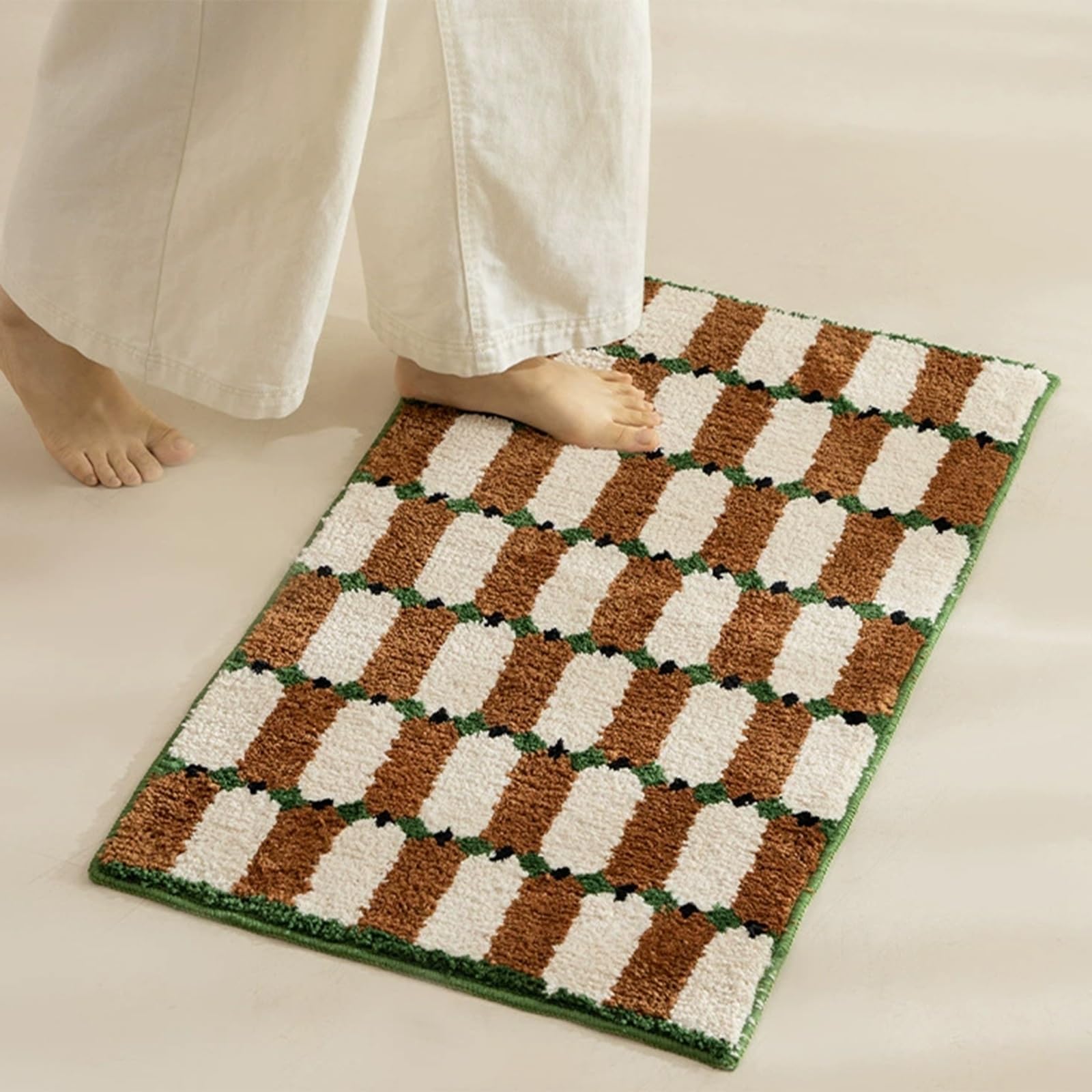 Alfombra de Baño Lavable a Máquina, Alfombrillas de Microfibra Absorbentes, Alfombrilla Antideslizante para Bañera, Suelo, Baño, Hogar y Cocina(A)
