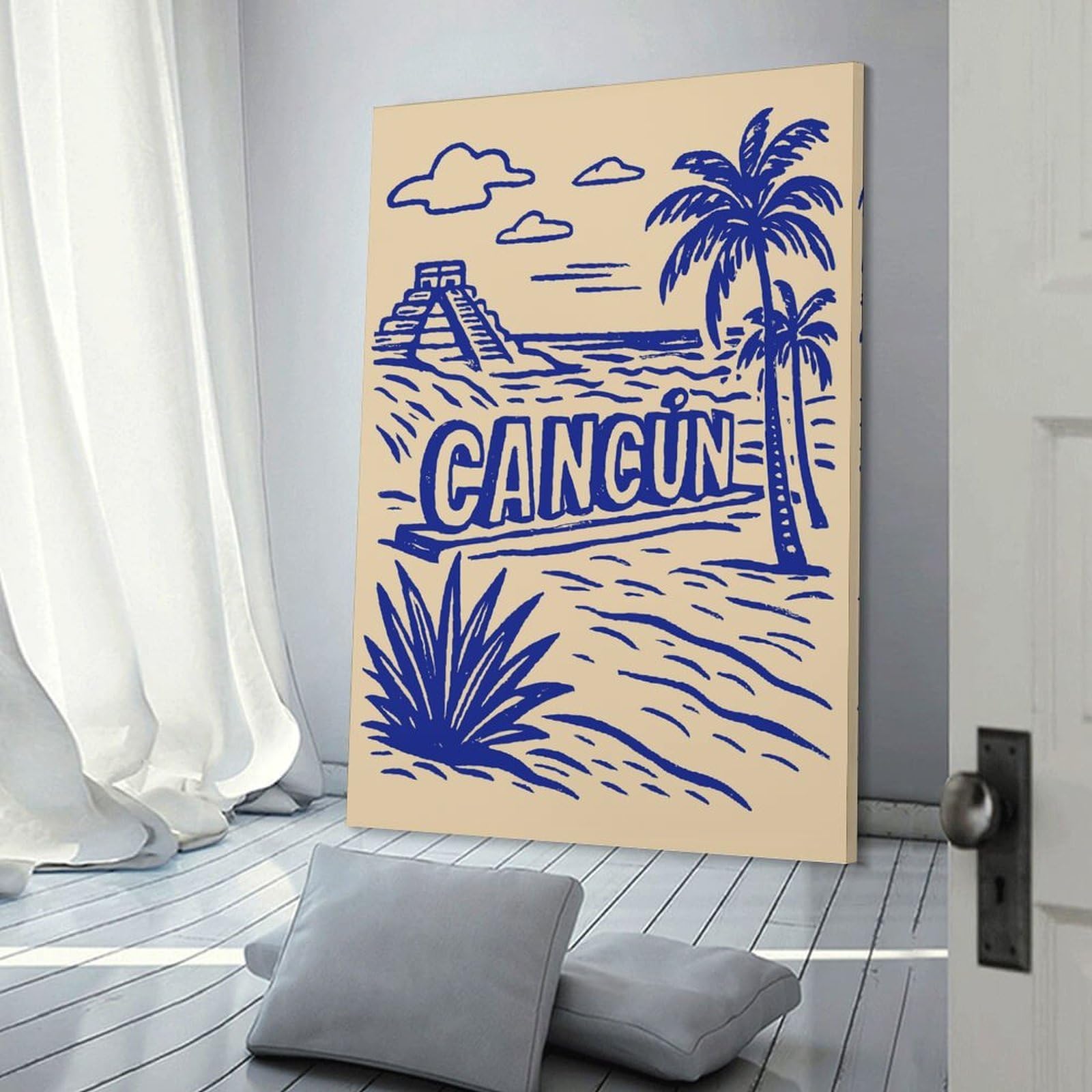 Junmoney Cancun Travel Canvas Wall Decor 20x30inch(50x75cm), for Entrance Walls, Hall Decor Or Foyers, Wall Decor to Refresh Empty Corners