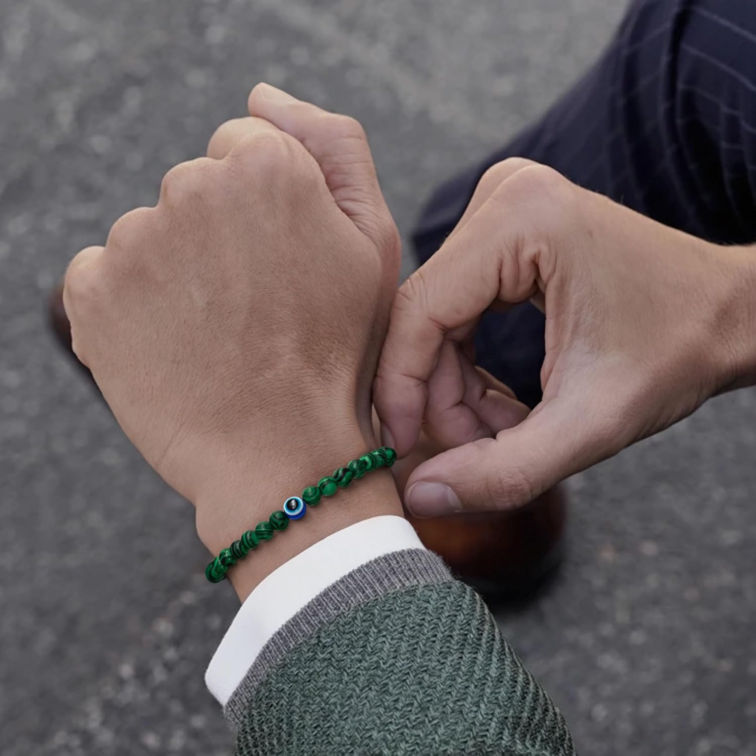 Evil Eye Bracelet 6mm Beaded Bracelets for Men Gift for Birthday/Anniversary/Christmas - Image 5