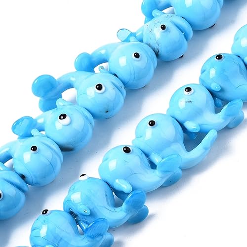 Vista 39 de FASHEWELRY - 20 piezas de cuentas de vidrio transparentes redondas de lampwork, cuentas de cristal transparente de vidrio, cuentas de lampwork