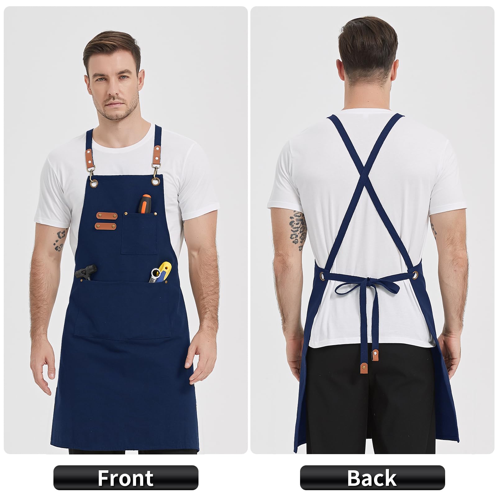 Grembiule Da Chef Adulti - 70x65cm, Impermeabile, Con Tasche E Cintura Regolabile, Per Cucina, Fai Da Te - Foto 8