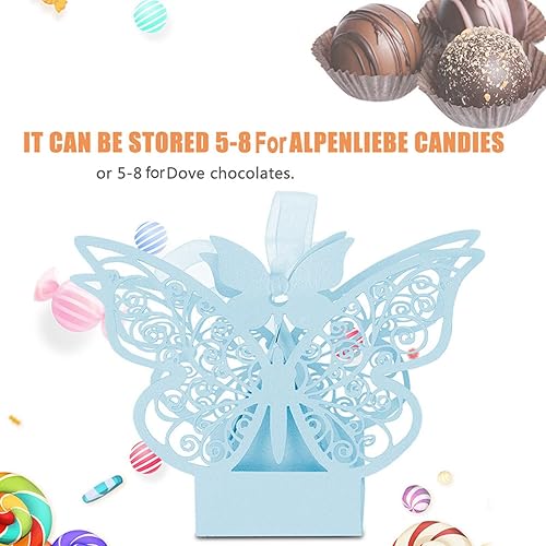 Miniatura 8 de Pomya Caja de azúcar, 100 cajas de chocolate de azúcar para decoración de boda para cumpleaños de boda (azul)