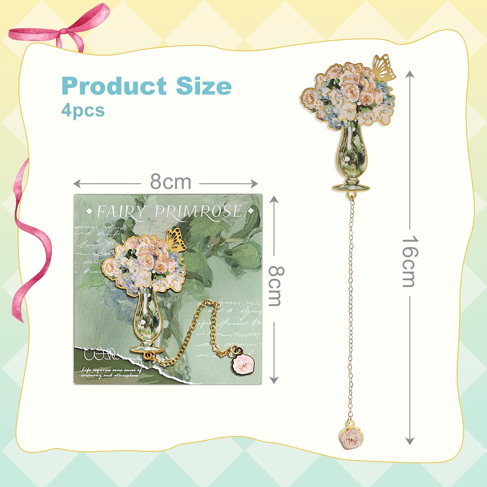 Snylcce Metal Flower Bookmarks Set of 4- Exquisite Fairy Primrose Page Markers for Souvenir Ideal Gifts for Book Lovers Teachers & Students - Image 3