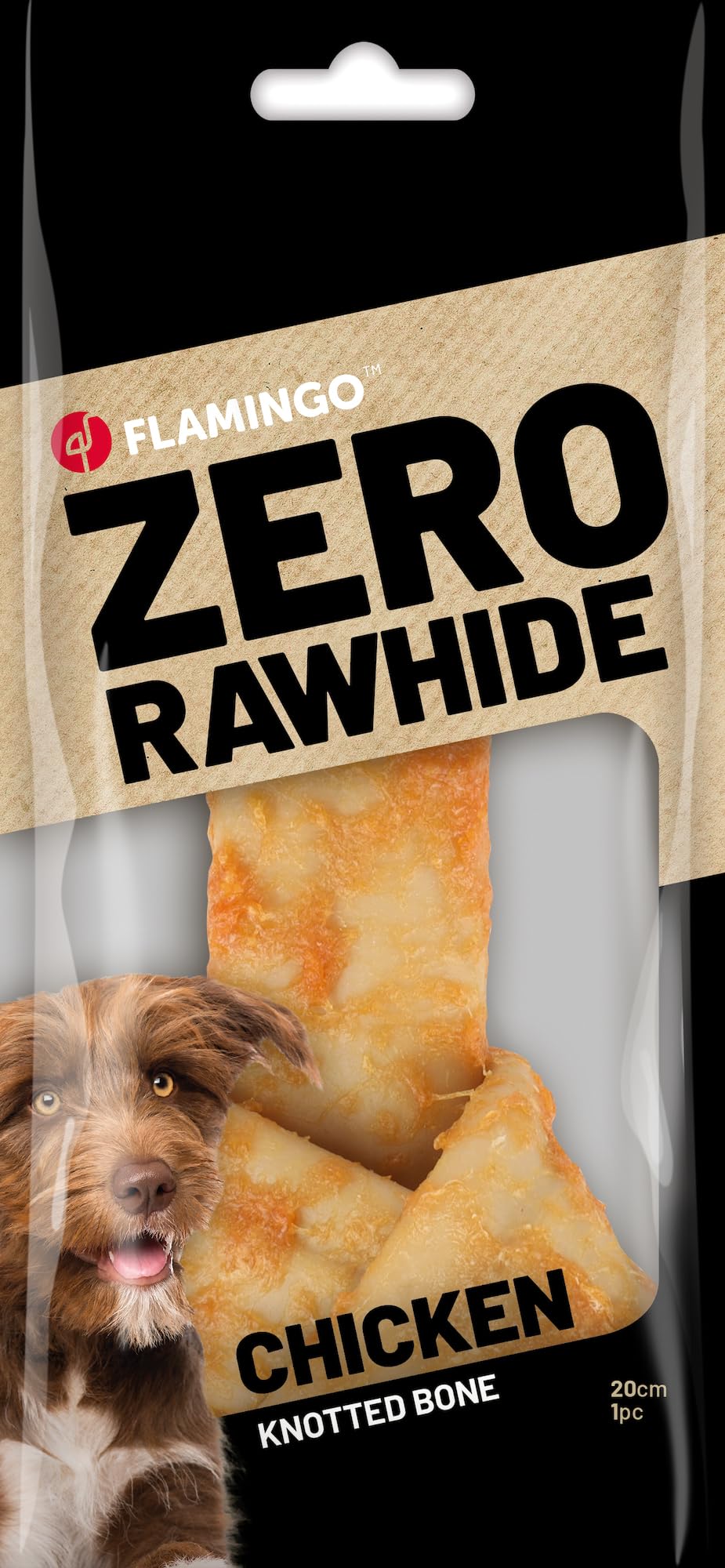 Flamingo Snack | Variedad Zero Rawhide | 6x180Gr | (6x180Gr, Hueso Anudado con Pollo 20Cm)