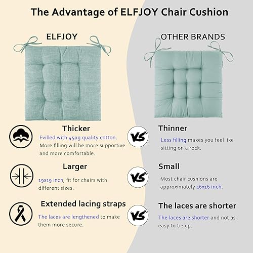 Miniatura 3 de ELFJOY Cojines de mecedora para silla mecedora, cojines de madera para mecedora, cojín de respaldo alto y cojín de asiento, juego de 2 piezas (azul