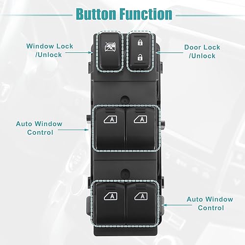 Miniatura 3 de ACROPIX Interruptor de elevalunas eléctrico delantero izquierdo del lado del conductor para Infiniti G37 - Paquete de 1 negro
