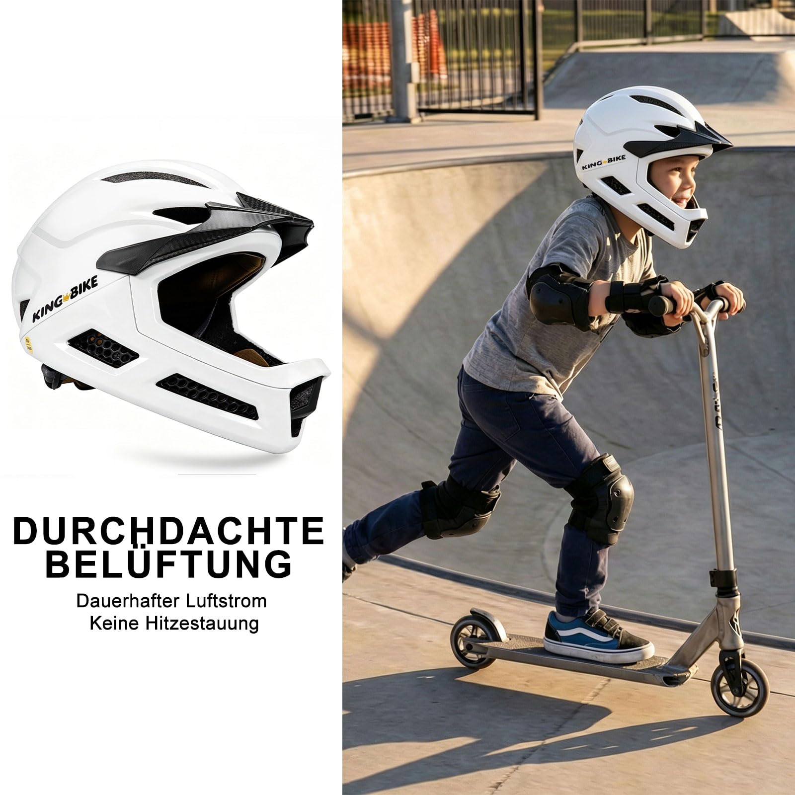 Casco da bicicletta per bambini a partire da 3-5-8 anni, protezione integrale per bicicletta, scooter e sport, per ragazzi e ragazze