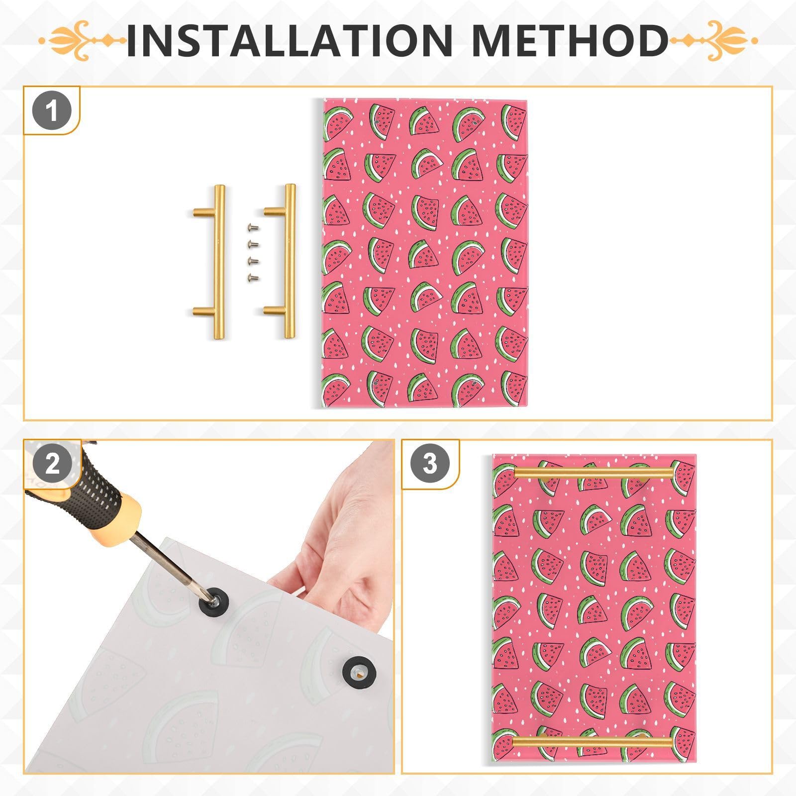 NFMILI Watermelon Pattern Vanity Tray Rectangle Acrylic Bathroom Tray Serving Trays for Centerpieces Modern Home Decor for Kitchen Bathroom Bedroom Living Room 7.9 × 11.8 in