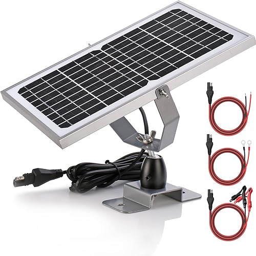 SUNER POWER Mantenedor de cargador de batería solar de 10 W y 12 V, controlador de carga MPPT inteligente integrado, soporte de montaje ajustable,