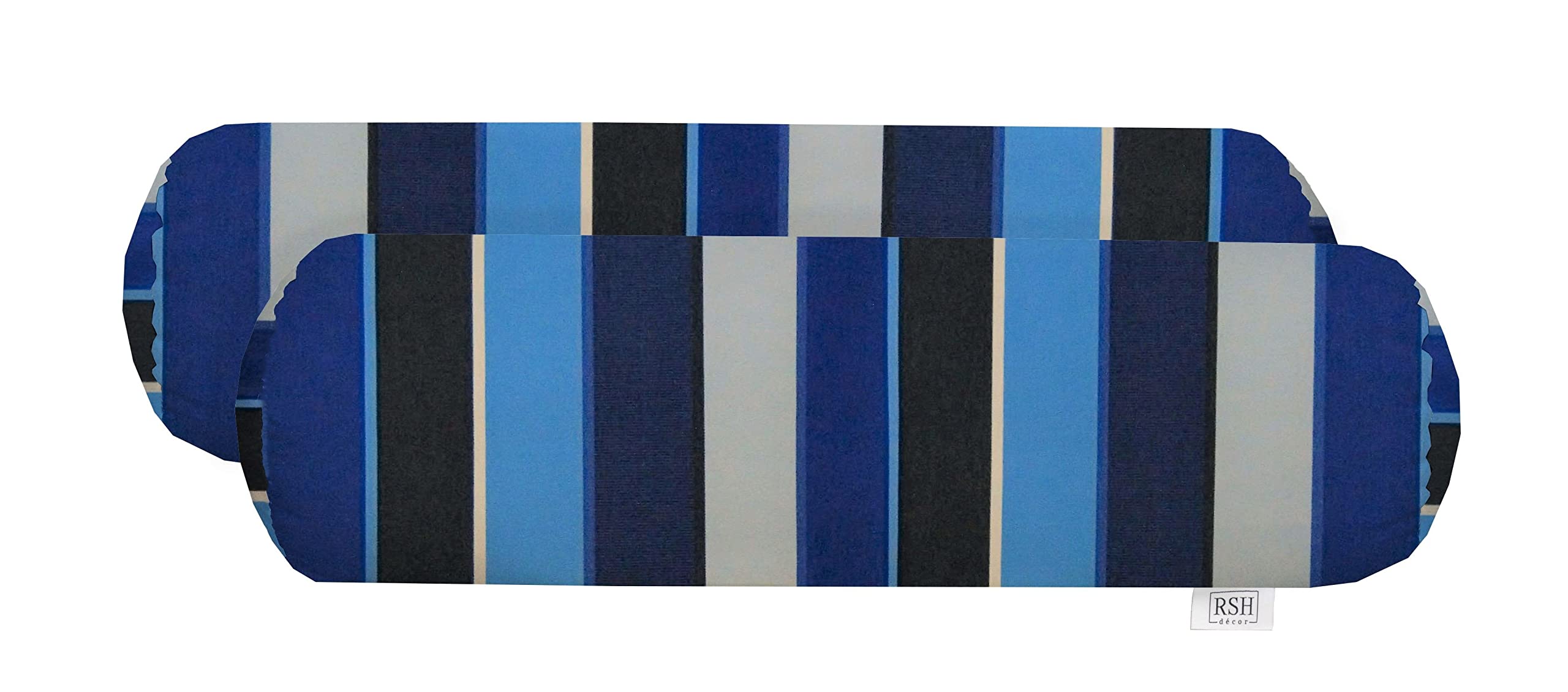 RSH Décor Sunbrella Neck Roll Pillows – Set of 2 | 20” x 6” | Outdoor Coastal Bolster for Patio, Porch, Beachhouse, Poolside Furniture | Water &