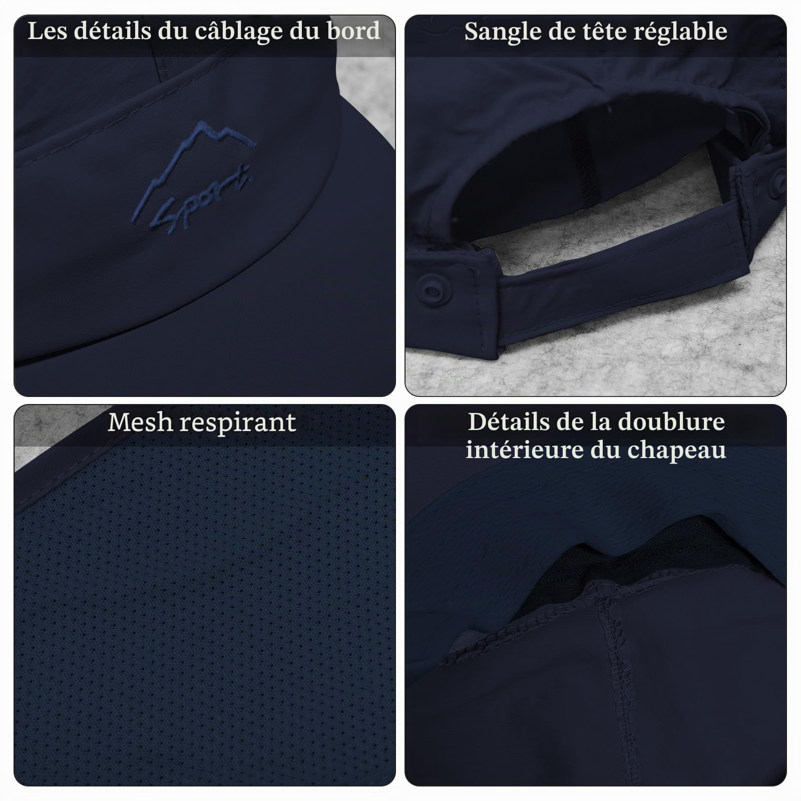 Chapeau de Soleil avec Cou Couverture Faciale Hommes Casquette de Protection Anti-UV Chapeau Trekking Montagne randonnée
