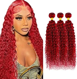 32 32 32 Inch Red Bundles Human Hair Wine Red Kinky Curly Bundle Peruvian Virgin Remy Hair 3 Bundles Burgundy Bundle Double Weft Soft Hair Extensions 300g