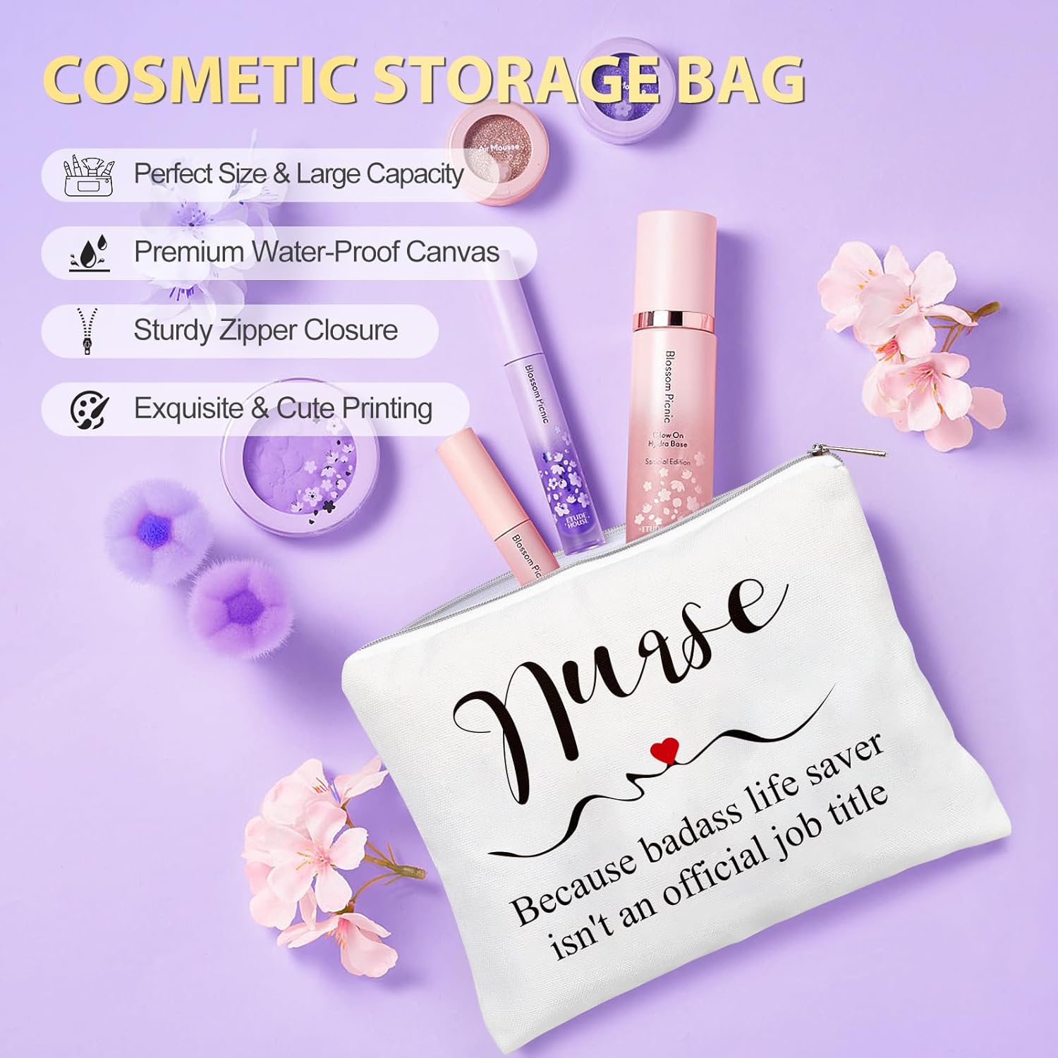 Suhctuptx Nurse Gifts for Women, Rn Appreciation Gift Set Nurses Week Set Graduation Box Christmas Basket for Nurses Female Nursing Student with Canvas Beach Tote Bag Tumbler Keychain Purple - Image 6