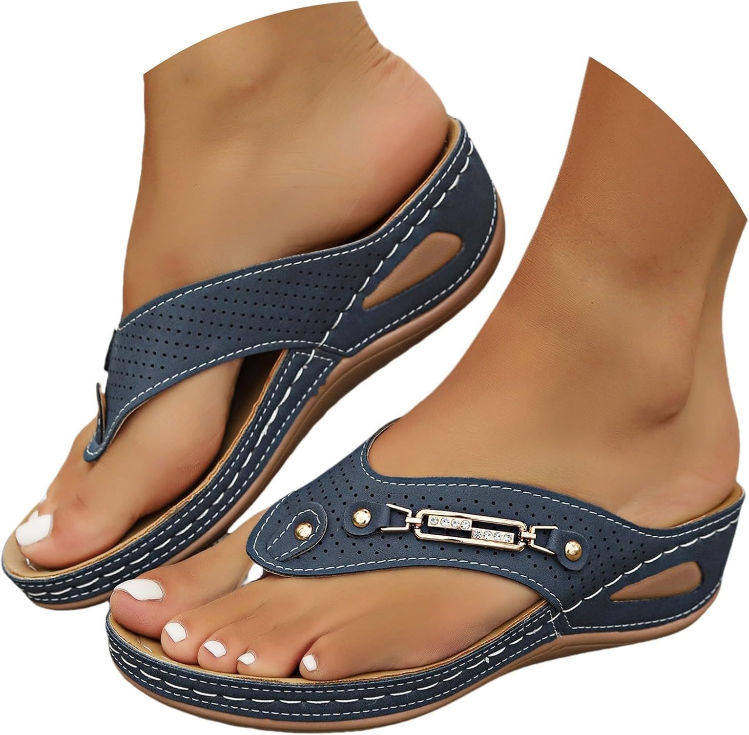 Orthopedic Sandals for Women - 2026 Ladies Arch Support Wedge Flip Flops, Summer Comfortable Dressy Casual Beach Sandal Slippers