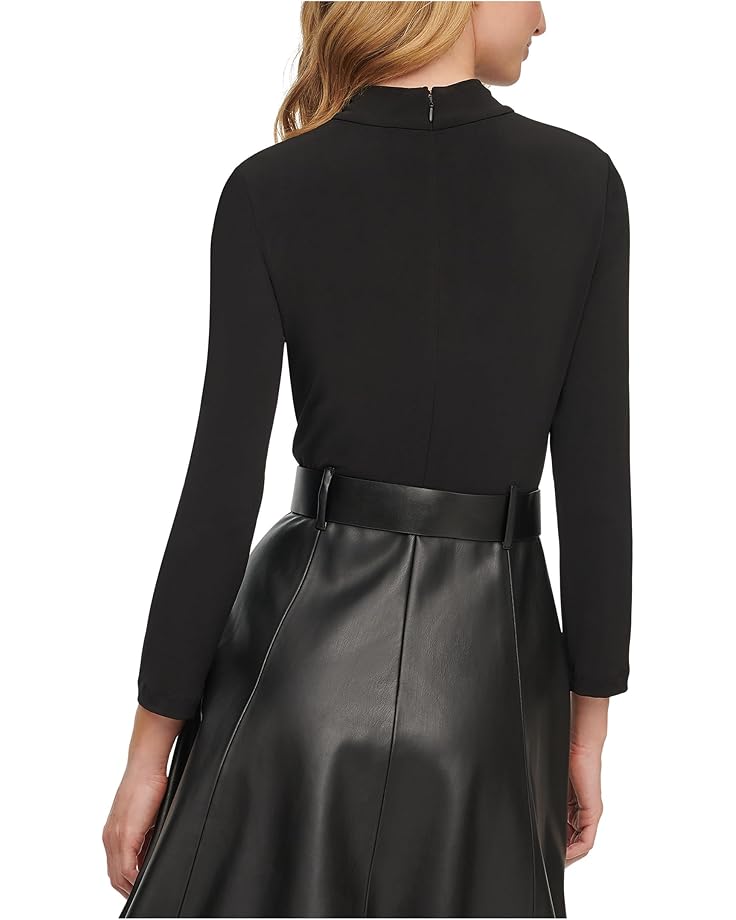 Calvin Klein Matte Jersey Pu Leather Belted Aline Combo - #2 of 3