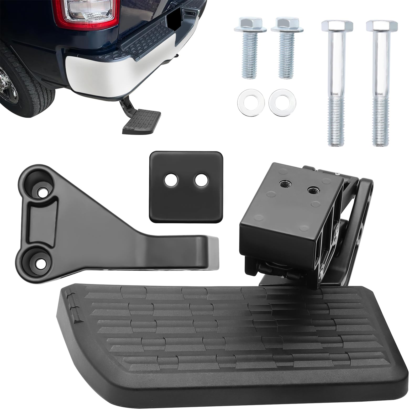 Retractable Rear Bed Step for 2009-2018 Ram 1500,Ram 2500 3500 (Not Compatible with Dual Exhaust and Ecodiesel), Retractable Bumper Side Truck Tailgate Step,Replace#75306-01A