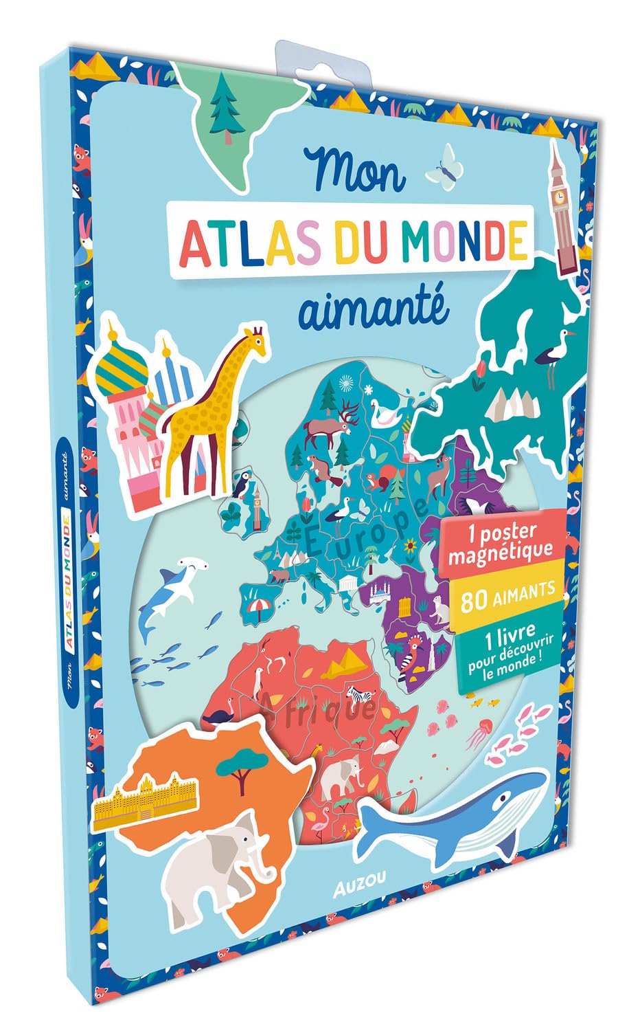 Mon Atlas du monde aimanté: Avec 1 poster magnétique, 80 aimants et 1 livre A la découverte du monde