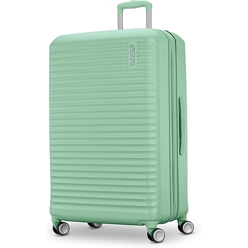 American Tourister Stratum 3.0 Large 28-Inch Spinner, Airline Approved, Durable Hardside Luggage, Expands 1.5", RightHeight™ Adjustable Handle, Surrel Green