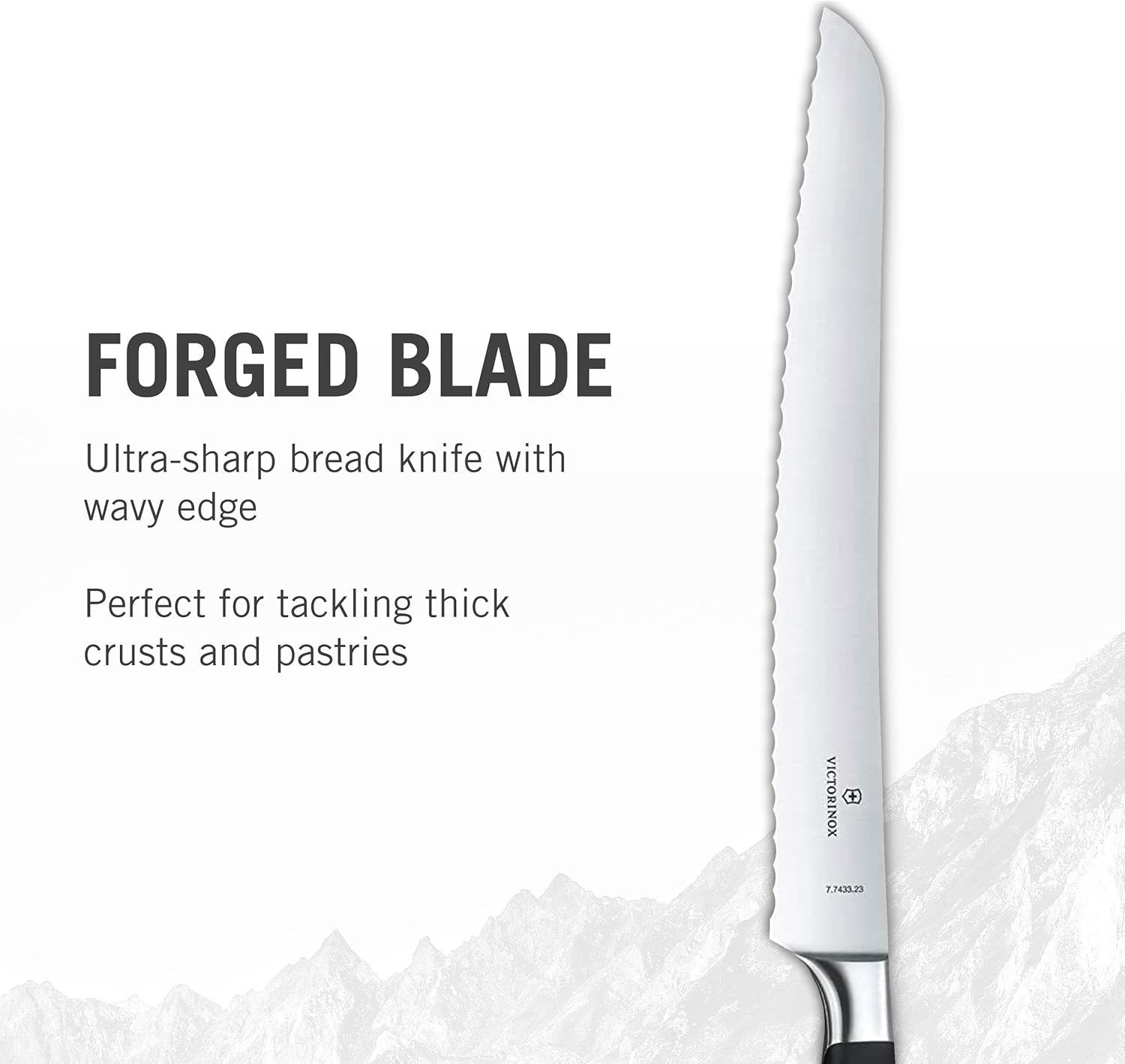 Victorinox Grand Maitre Bread Knife - Serrated Kitchen Knife for Cutting Bread, Fruit & Vegetables - Premium Kitchen Accessory - Black Handle, 9"
