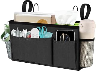BlissTotes Bedside Caddy, Bedside Storage Organizer for Bunk Bed Accessories, Dorm Storage for Bedside Shelf and Bunk Bed Shelf, Bed Caddy for Home, Dorm, Bunk (Dark Gray, 1 Pack)