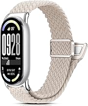 [AGUPERFIT] Compatible Xiaomi Smart Band 10/9/8 Band, Elegant and Comfortable Nylon Braided Elastic Strap with Metal Connectors Stepless Adjustable Stainless Steel Magnetic Buckle Sport Strap Mi Band