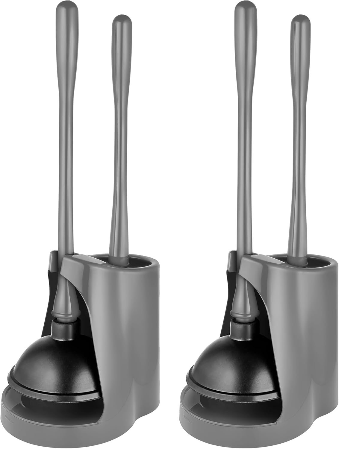 Toilet Plunger and Brush Set in Gray (2 Pack) Bathroom Cleaning ...
