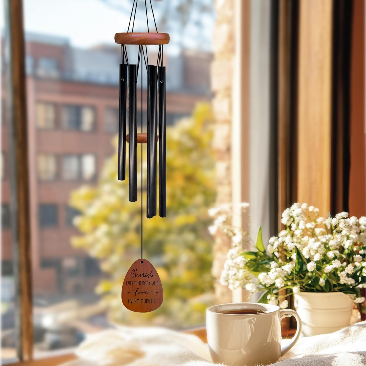Wind Chimes, Family Wind Chimes for Outside, Housewarming New Home Gifts for Families Mom Dad Grandma Grandpa, Cherish Every Memory and Love Every Moment Chime 26" Inches - Image 4