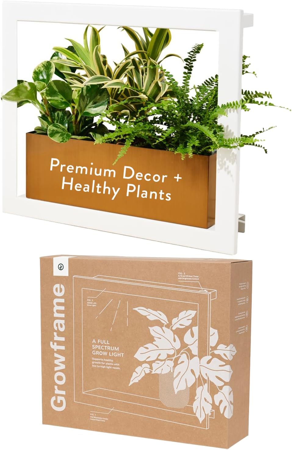 Modern Sprout Smart Growframe Wall Mounted LED Grow Light with Shelf -Mustard