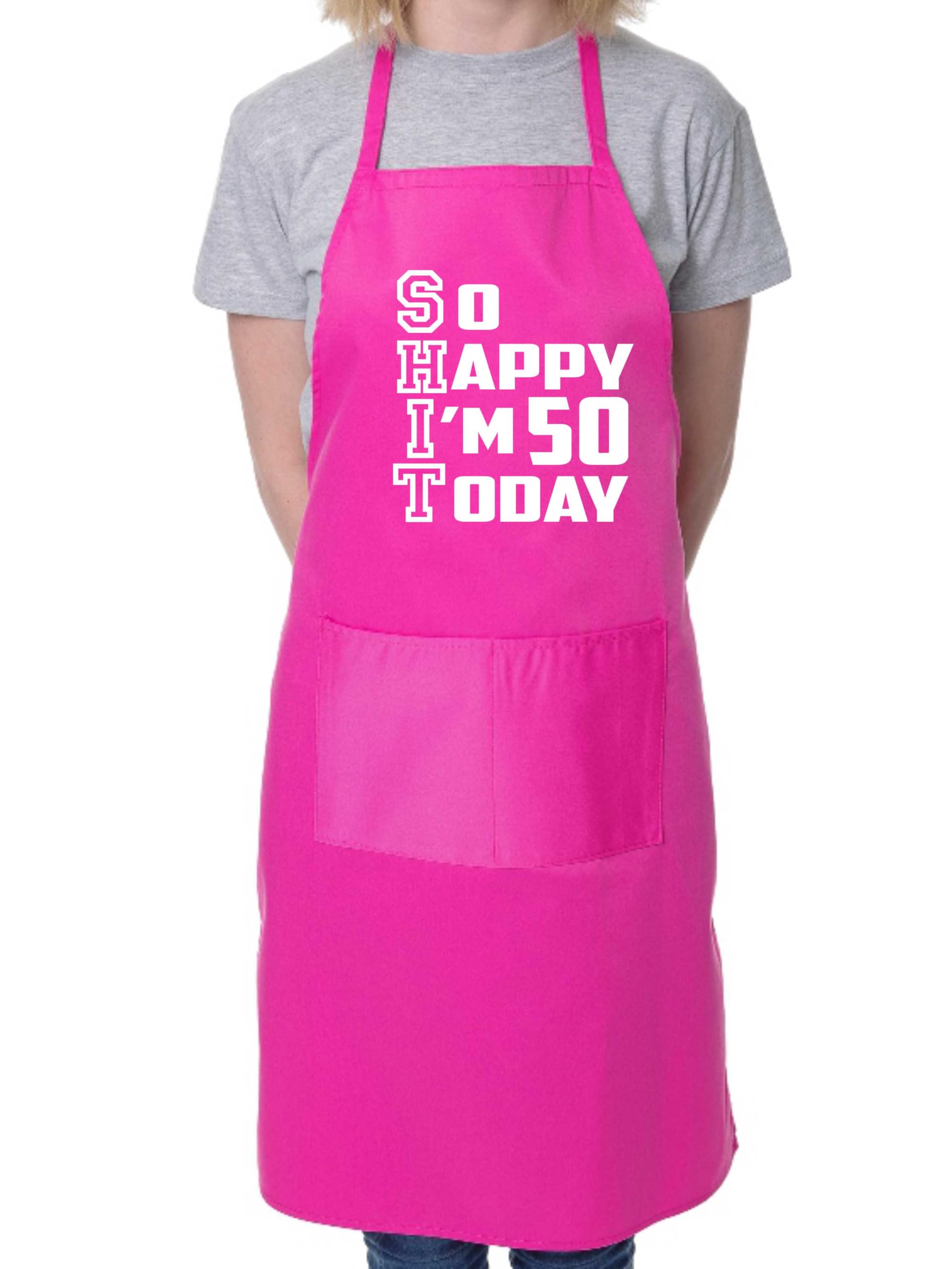 Print4u Unisex Pink Apron Funny 50Th Birthday Gift For Men & Ladies Turning 50 Present