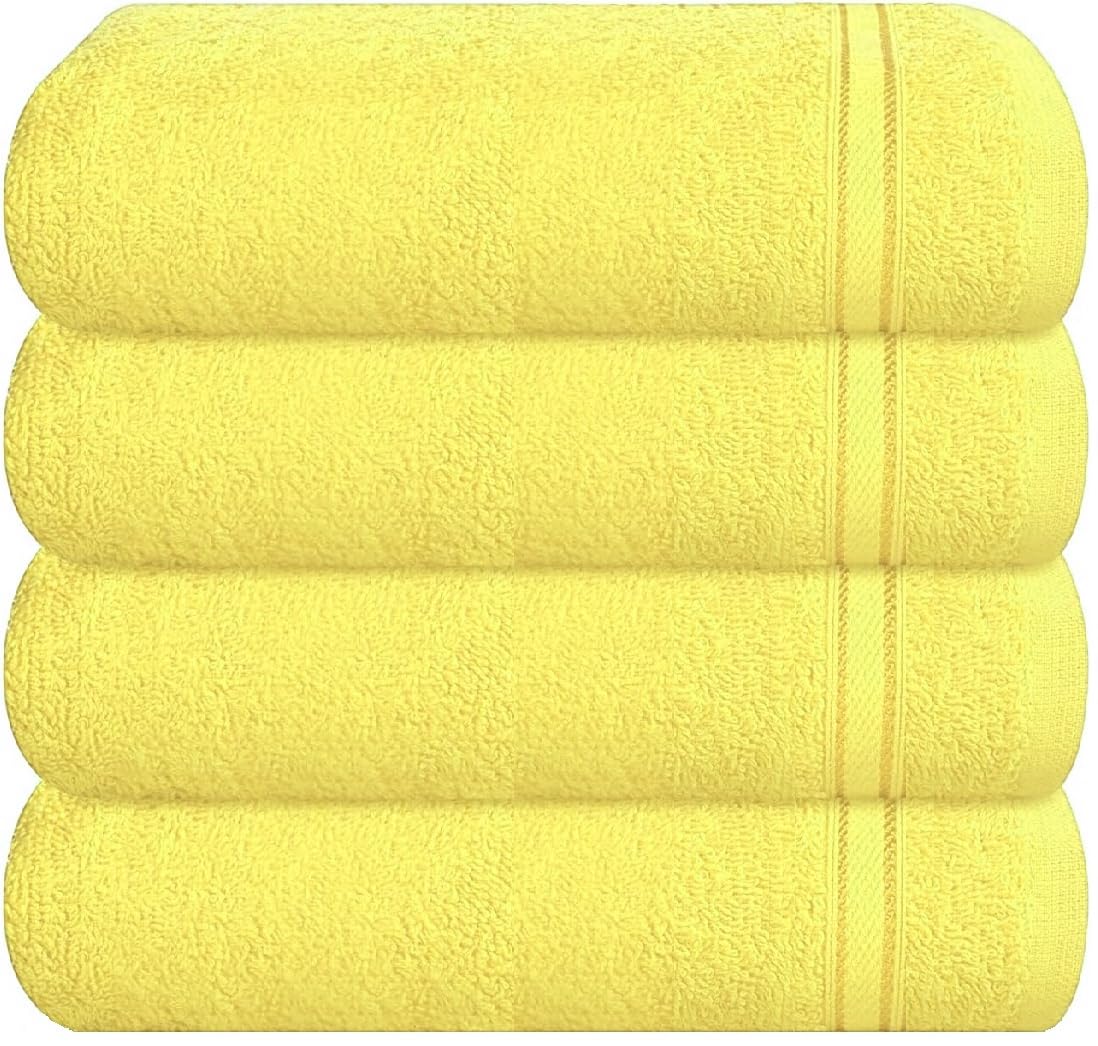Wovenwonder Lemon 4 Pack Luxury Face Cloth Towels 100% Egyptian Cotton 800-Gsm Extra Soft Washcloth Sets Highly Absorbent Flannels (Lemon)